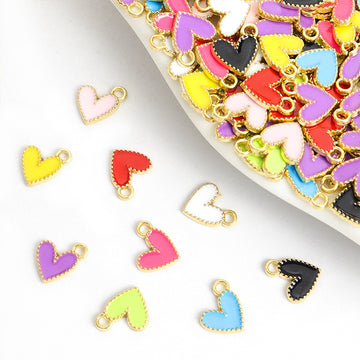 Tiny Colorful Heart Enamel Metal Jewelry Charms, 9 Colors