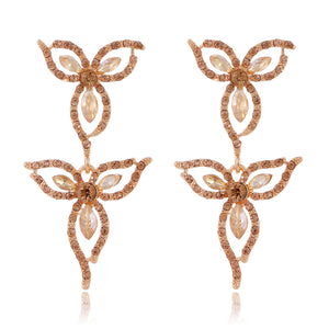 Crystal Butterfly Drop Earrings in Four Metal Tone Designs