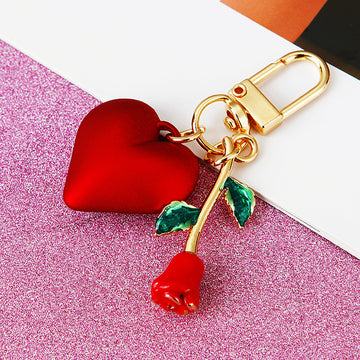 Red Heart and Rose Keychains with Two Distinct Clasp Constructions
