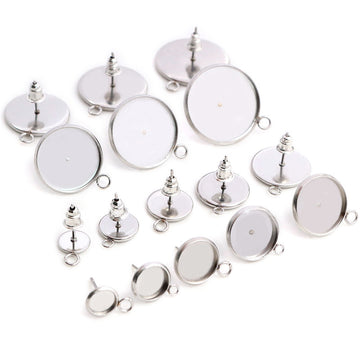 Round Stainless Steel Earring Post Tray Settings in Seven Sizes