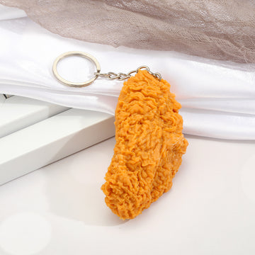 Realistic Faux Fried Chicken Split Ring Keychains in Four Styles