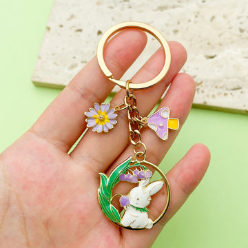 Easter Bunny Charm Keychains Featuring Multicolor Easter Bunny Across 19 Variations