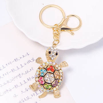Rhinestone Turtle Keychain Gold Clasp Multicolor Clear Options