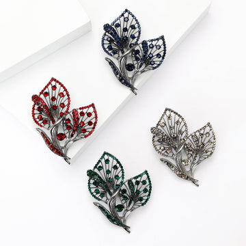 Rhinestone Hollow Calla Lily Brooch Silver Four Colors
