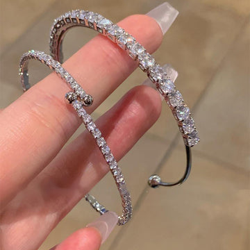 Graduated Clear Crystal Open Cuff Bracelet In Gold Or Silver Tone