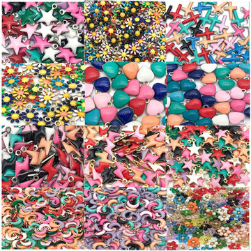 Colorful Star Moon Bolt Cross Heart and Daisy Charms