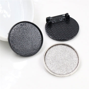 Round Brooch Bezel Settings in Black and Antique Silver