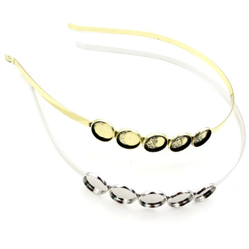 Five Setting Cabochon Headband Bases in Two Metal Finishes
