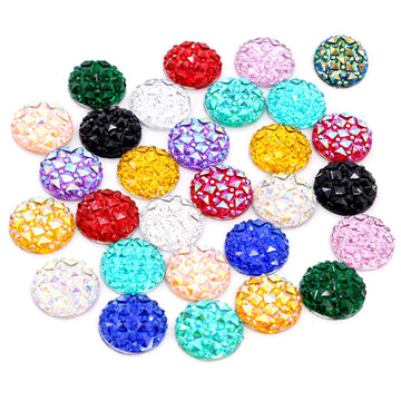 Round Textured Resin Crystal Cluster Flatbacks in 13 Colors