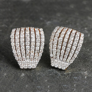 Silver Tone Multi Row Crystal Dome Stud Earrings Fashion Jewelry