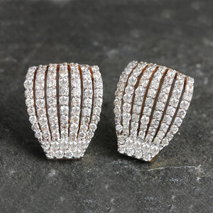 Silver Tone Multi Row Crystal Dome Stud Earrings Fashion Jewelry