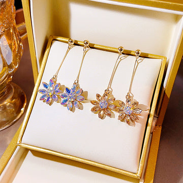 Clear Look Floral Long Earrings in Three Distinct Styles