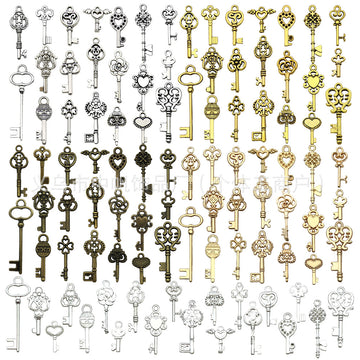 Gold-Tone Key Metal Charms with 6 Listed Options for Jewelry Making