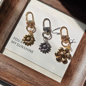 Alloy Sunflower Smiley Flower Lobster Keychains 3 Styles
