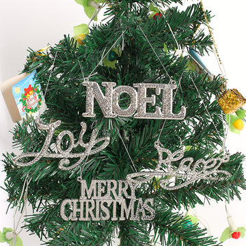 Silver Rhinestone Merry Christmas Noel Joy Peace Word Ornament