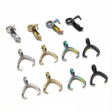 Stainless Steel Pinch Pendant Bails in Four Metallic Finishes