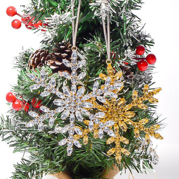 Rhinestone Snowflake Christmas Tree Hangers Ribbon 2 Colors
