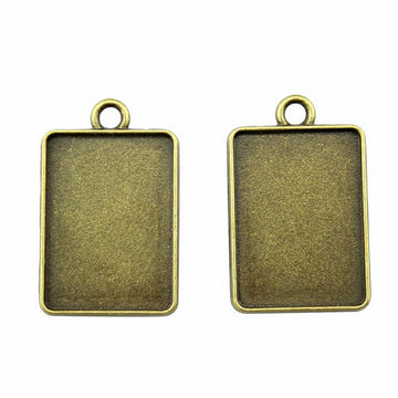 Antique Bronze Rectangular Cabochon Pendant Setting