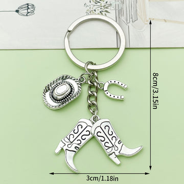 Western Cowboy Charm Keychains with Hats Boots Horses and Cacti