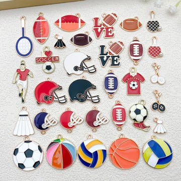 Colorful Sports Equipment and Sports Ball Metal Charms with 46 Listed Options