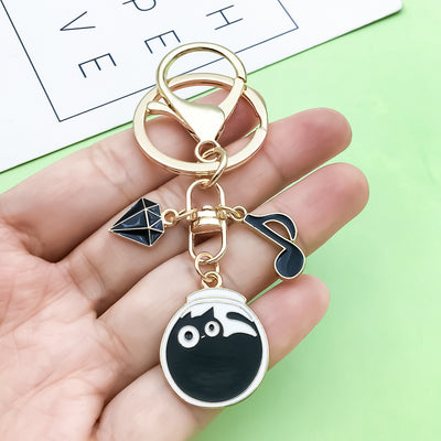 Image 1 showing a person holding up two different key chains.