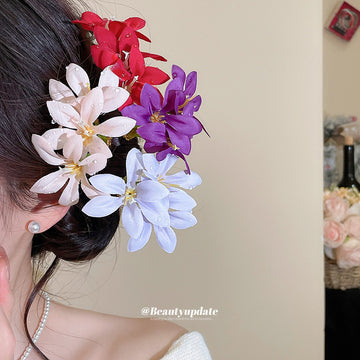 Fabric Twin Flower U Pin Hair Sticks Four Color Options