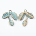 Three Leaf Sprig Metal Charm In 6 Finish Options for Jewelry Making view 11