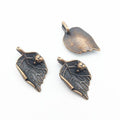 Textured Leaf Metal Charms in Six Vintage Finishes view 9
