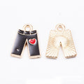 Gold Tone Enamel Shirt and Shorts Charms with Heart Details view 7