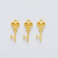 Ornate Key-Shaped Metal Charm Pendants in 6 Finishes view 7
