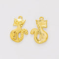 Stylized Cat Charm Alloy Jewelry Making Component in 4 Finish Options view 7