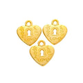 Made With Love Heart Charm with a heart outline, keyhole, in 3 Metal Finishes view 7