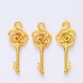 Rose Key Charm in 7 Metal Finishes for Jewelry Making view 7