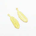 Long Veined Feather Leaf Charms in Three Metal Finishes view 7
