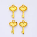 Beaded Heart Key Metal Charms in Seven Finishes for Jewelry Making view 8