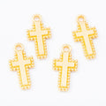 4-Finish Beaded Border Cross Metal Jewelry Components for Crafts view 8