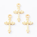 Trefoil Tip Cross Metal Pendant Charms in 6 Distinct Finishes view 8