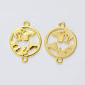 Vintage Style Metal World Map Two Loop Connector in 5 Metal Finishes view 7