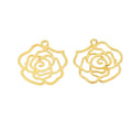 Open Rose Outline Jewelry Charm in Three Metal Finishes view 6
