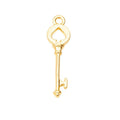 Heart Top Skeleton Key Charm In Antique Bronze, Gold and Antique Silver Metal Finish view 7