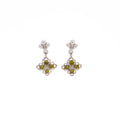 Elegant Olive Green Rhinestone Diamond Clover Pearl Stud Dangle Silver Needle Alloy Earrings view 5