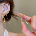 Korean Style Copper Bow Pendant Drop Earrings Elegant Sweet Light Luxury Ear Jewelry view 4