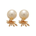 Gold Plated Zircon Pearl Firework Flower Stud Earrings With Sterling Silver Posts view 5