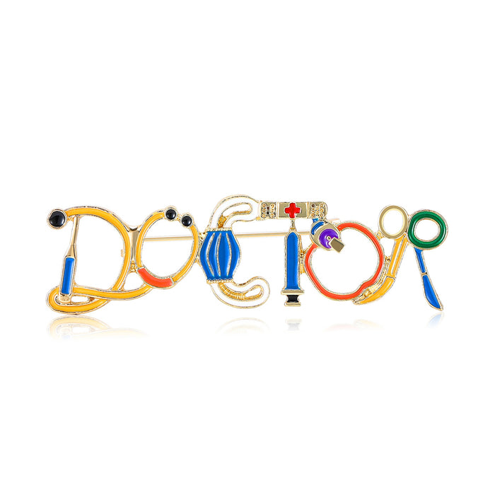 Alloy Letter Medical Charm Brooch Pin For Shirts And Suits