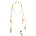 Light Luxury Alloy Leaf Layered Tassel Sweater Necklace With Minimalist Fashion Design view 5