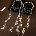 Light Luxury Alloy Leaf Layered Tassel Sweater Necklace With Minimalist Fashion Design view 2