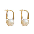 French Vintage Round Faux Pearl Stud Earrings, Light Luxury Elegant Geometric Jewelry For Women view 5