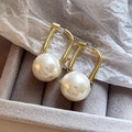 French Vintage Round Faux Pearl Stud Earrings, Light Luxury Elegant Geometric Jewelry For Women view 1