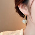 French Vintage Round Faux Pearl Stud Earrings, Light Luxury Elegant Geometric Jewelry For Women view 2
