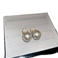 French Vintage Geometric Zircon Faux Pearl Stud Earrings With Silver Posts For Women view 5